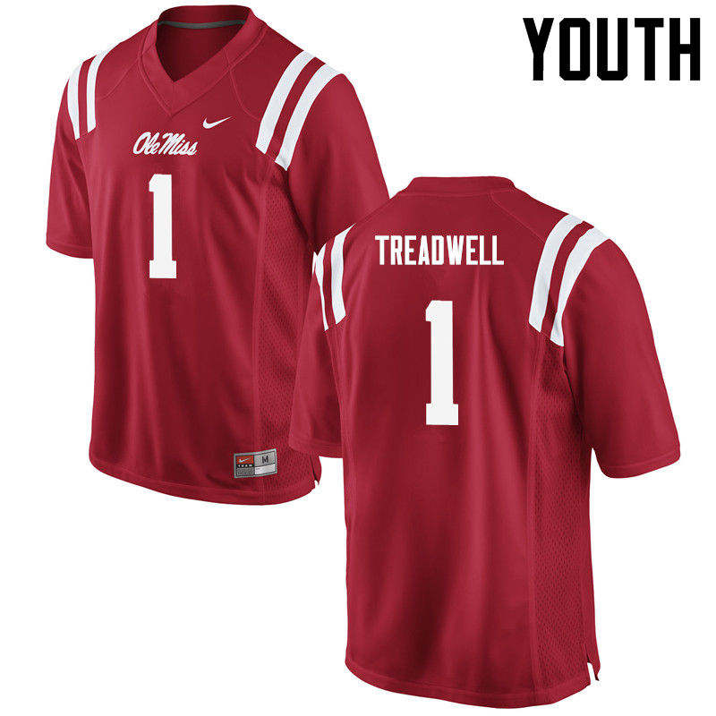 Youth Ole Miss Rebels #1 Laquon Treadwell College Football Jerseys-Red